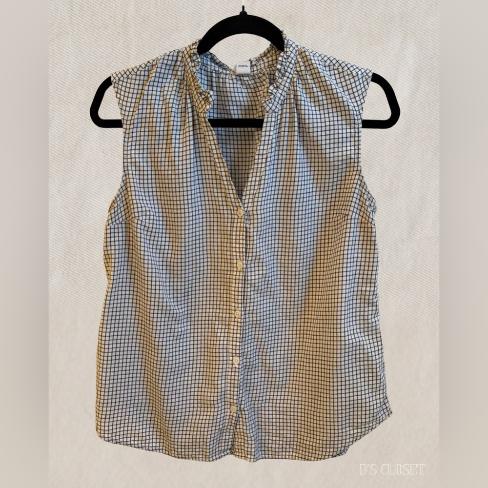 Women's Blue and White Checkered Top